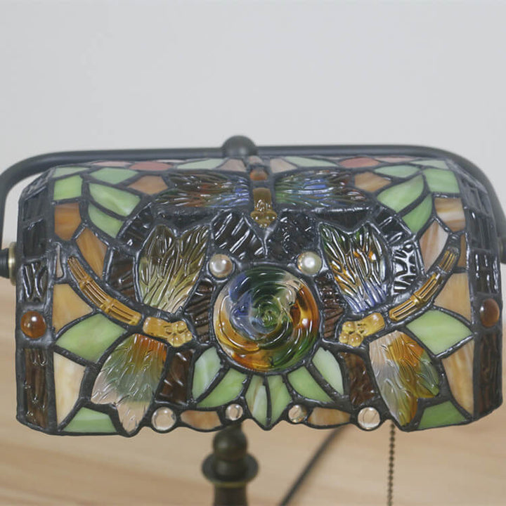 Lampe de table en alliage de zinc Tiffany vintage européenne à 1 lumière 