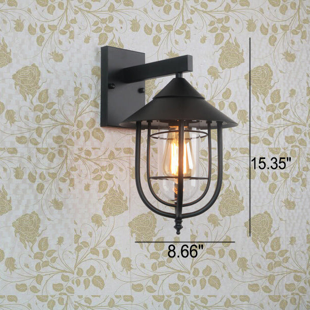 Lanterne industrielle vintage en fer pour intérieur et extérieur, applique murale 1 lumière 