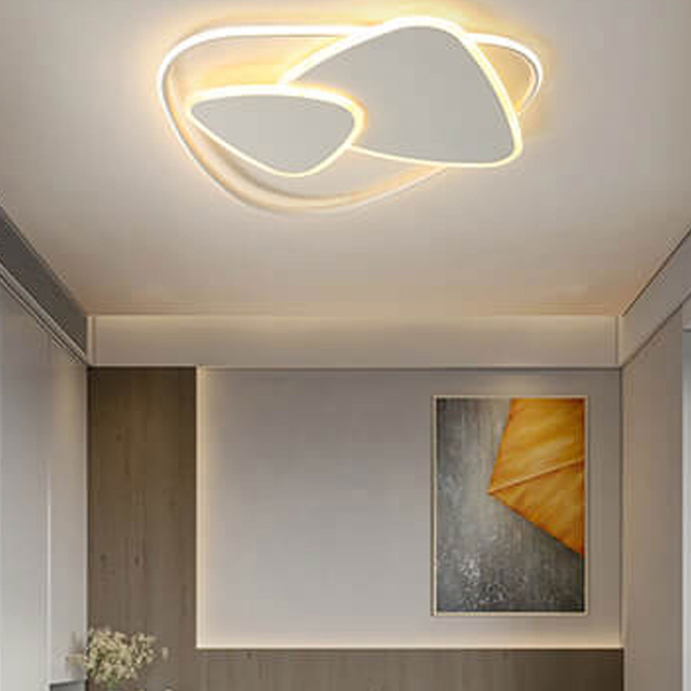 Minimalist Creative Geometric Triangle LED Flush Mount Ceiling Light ...