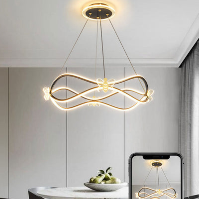 Modern Minimalist Wave Iron 3/4-Light LED Island Light Chandelier