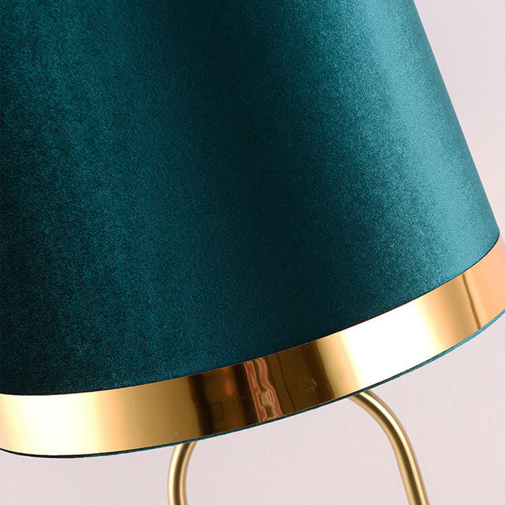 Lampe de table à 1 lumière à base géométrique en métal et tissu artistique de luxe