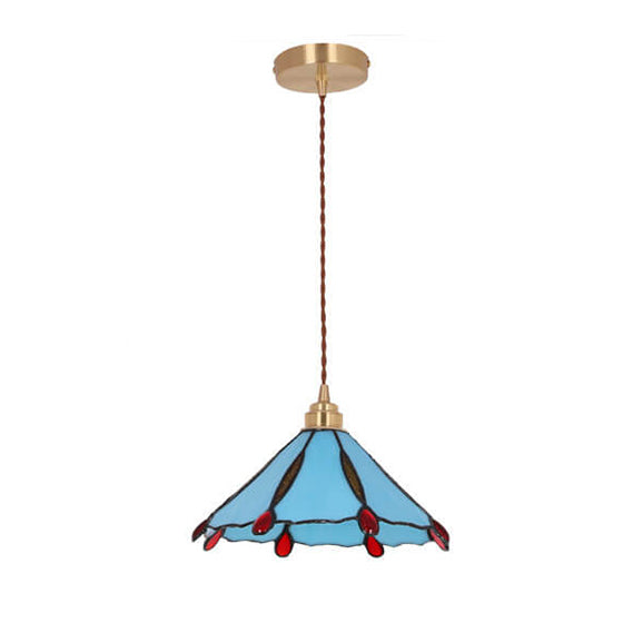 Vintage Tiffany Buntglas Regenschirm Form 1-Licht Pendelleuchte 