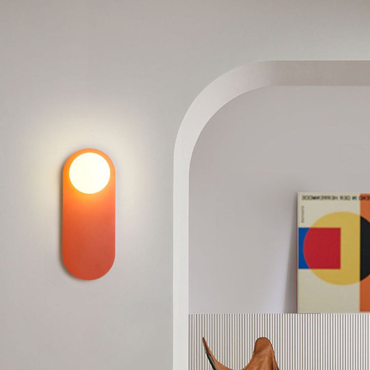 Aplique de pared de 1 luz con base de anillo naranja de vidrio minimalista nórdico 