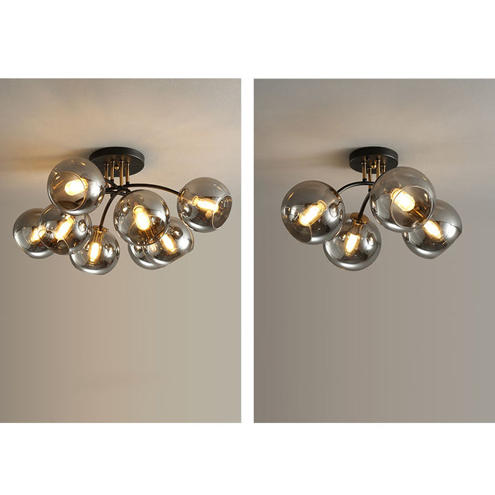 Plafonnier semi-encastré moderne en verre de luxe léger avec haricot magique rond 4/6/8 lumières 