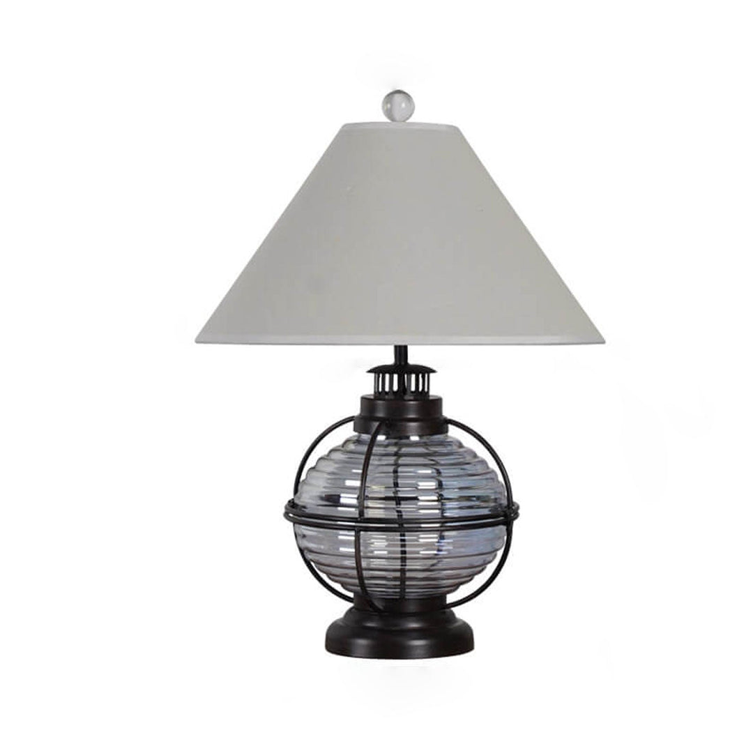 Lampe de table 1 lumière en tissu design cheval en fer et verre vintage 