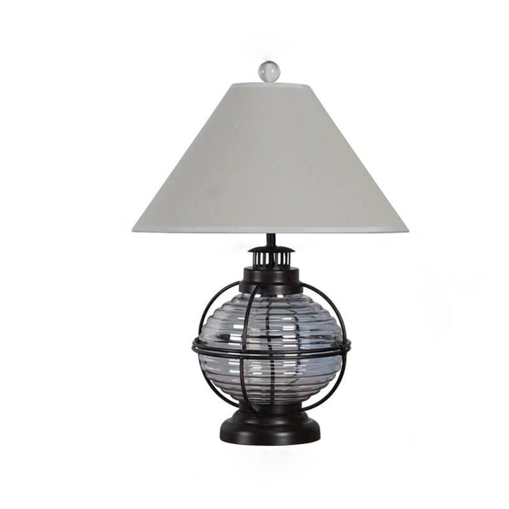 Lampe de table 1 lumière en tissu design cheval en fer et verre vintage 