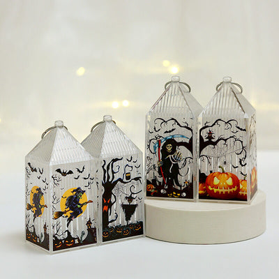 Petite lanterne Portable citrouille d'halloween, squelette de sorcière, décorations d'ambiance, lumières 