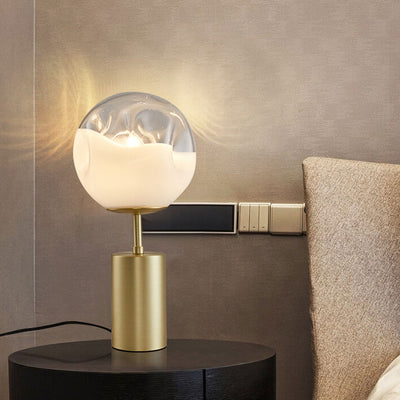 Modern Minimalist Creative Convex Glass Spherical Lamp Shade 1-Light Table Lamp