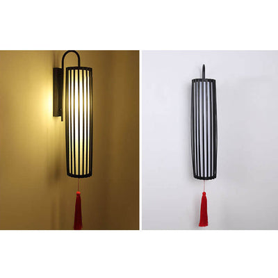 Classical New Chinese Bamboo Lantern Column 1-Light Wall Sconce Lamp