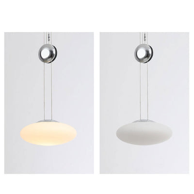 Nordic Light Luxury Hardware Glass Round Flat LED Pendant Light