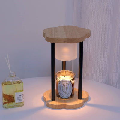 Modern Wood Flower Hollow Column 1-Light Melting Wax Table Lamp