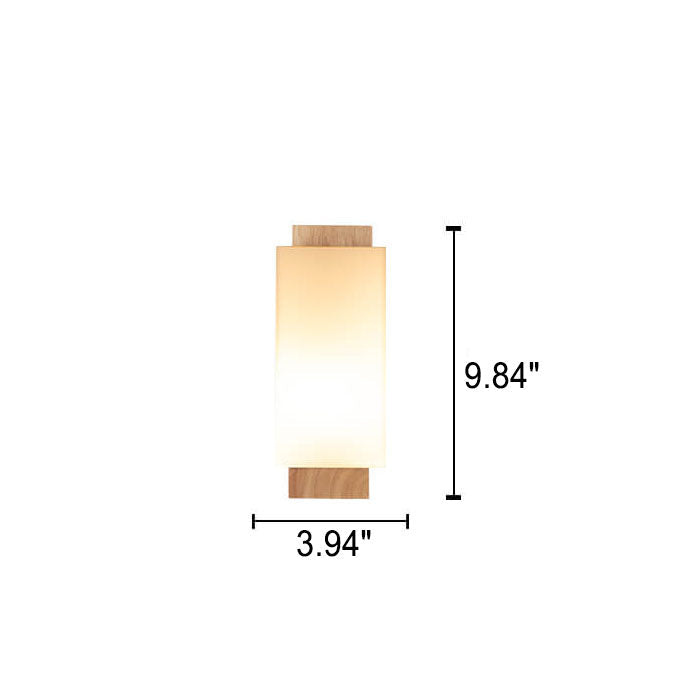 Modern Minimalist Solid Wood Square Glass Column 1-Light Wall Sconce Lamp