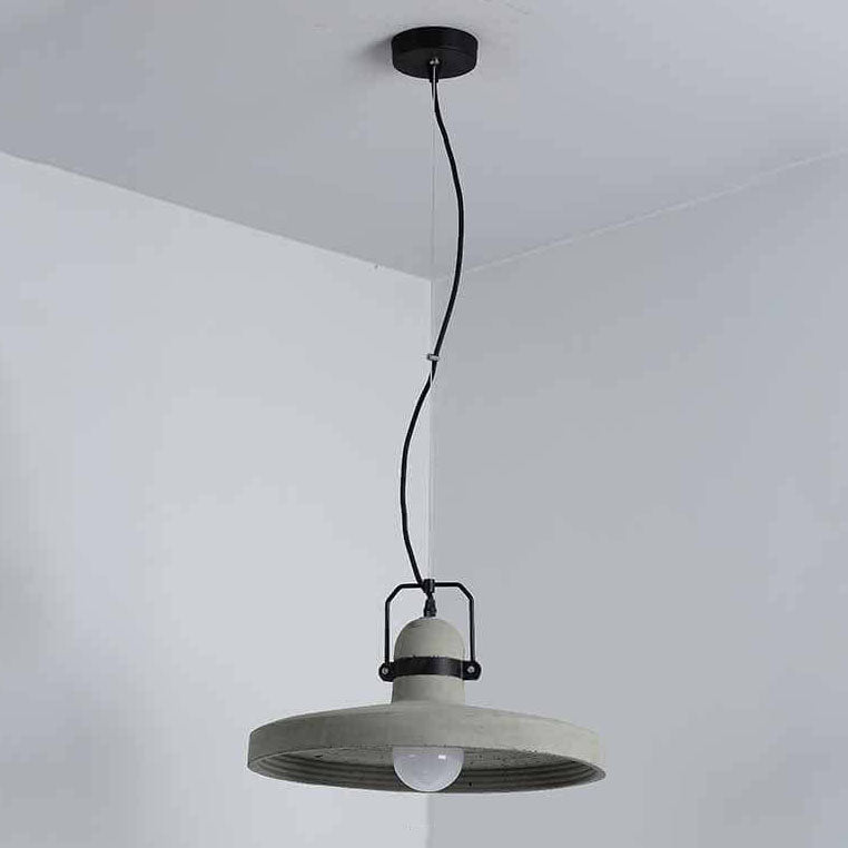 Industrial Vintage Cement Round Disc 1-Light Pendant Light