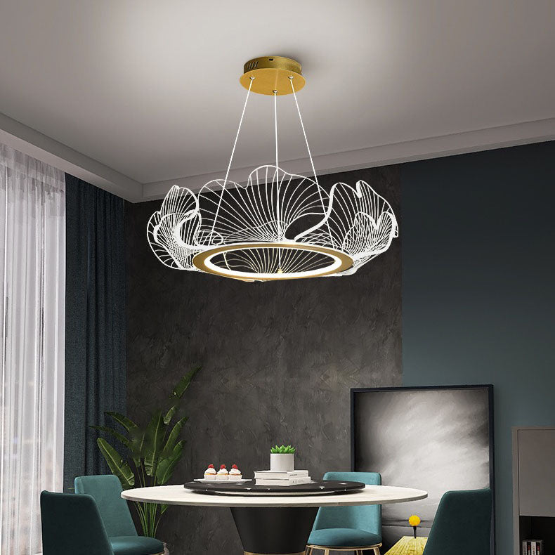 Contemporary Creative Ginkgo Leaf Iron Acrylic LED Pendant Light For Living Room