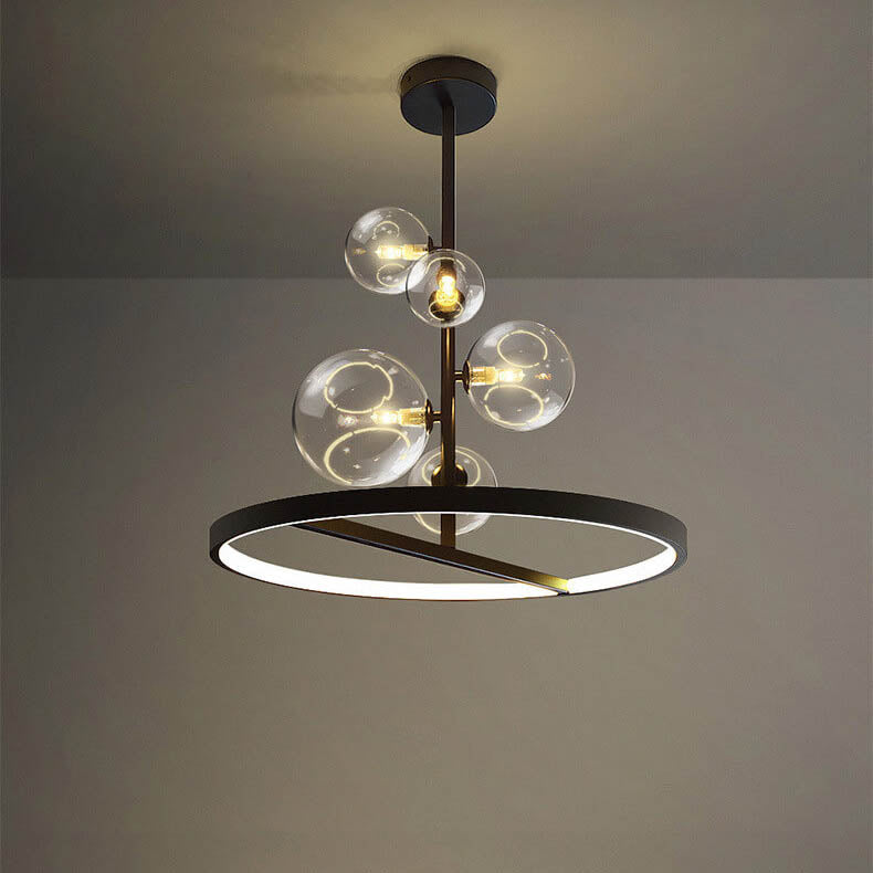 Nordic Modern Creative Runde Blasenball Hardware Glas 5-Licht Kronleuchter 