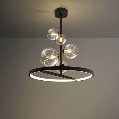 Nordic Modern Creative Round Bubble Ball Hardware Glass 5-Light Chandelier