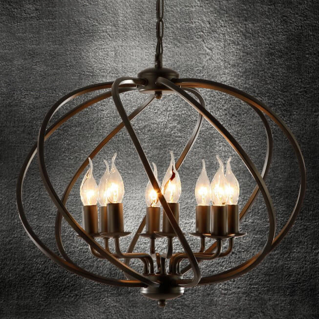 Retro Industrial Iron Candle Design 8-Licht-Kronleuchter 