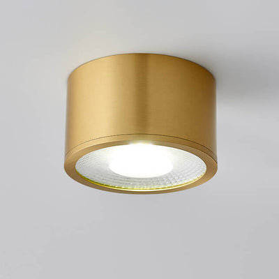 Modern Cylindrical Brass LED Spotlight Flush Mount Ceiling Light