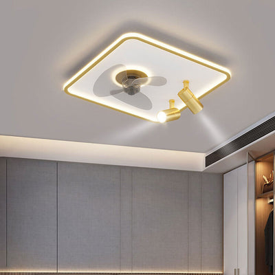 Minimalist Ultra-thin Square Spotlight  LED Flush Mount Ceiling Fan Light