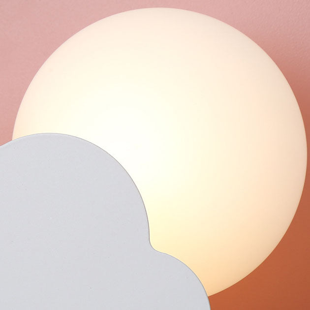 Applique Murale à 1 Lumière en Verre Nuage Macaron Nordique en Bois 