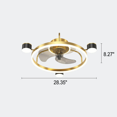 Modern Luxury Round Starry Sky Projection LED Flush Mount Ceiling Fan Light