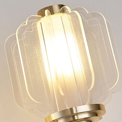 Modern Chinese Acrylic Brass Lantern 1/2 Light Wall Sconce Lamp