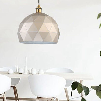Lámpara Colgante Industrial Simple de Hierro con Cúpula Hueca de Diamante de 1 Luz 
