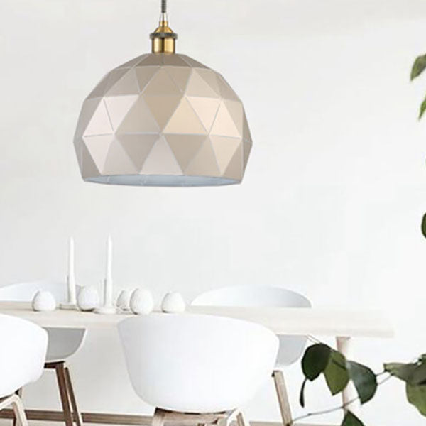Lámpara Colgante Industrial Simple de Hierro con Cúpula Hueca de Diamante de 1 Luz 