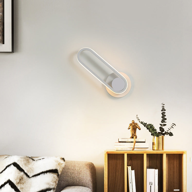 Contemporary Simplicity Iron Oval Ring Rotatable LED Wall Sconce Lamp For Bedroom