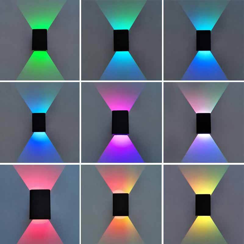 مصباح حائطي LED RGB من الألومنيوم المربع الحديث 