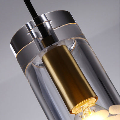 Nordic Light Luxury Crystal Column Brass 1/3 Light Island Light Chandelier