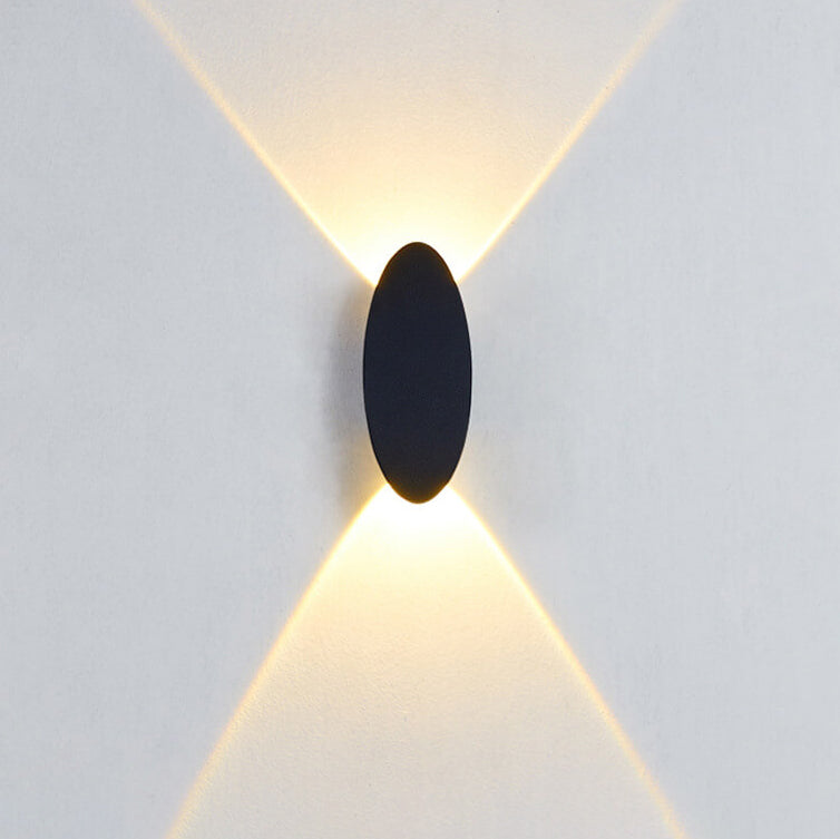 Lámpara de Aplique de Pared Impermeable LED para Exterior de Aluminio de Forma Oval Simple y Plana 