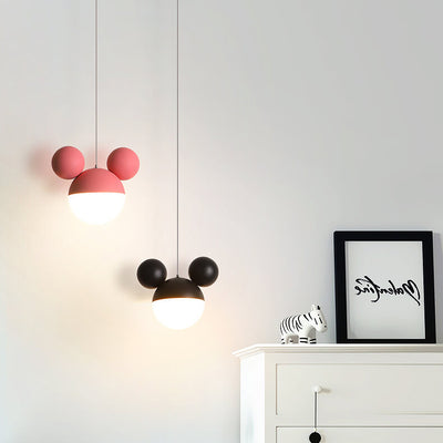 Kindliche minimalistische LED-Hängeleuchte im Mickey-Mouse-Design in Macaron-Farbe 