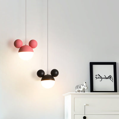 Childlike Minimalist Mickey Design LED Macaron Color Pendant Light