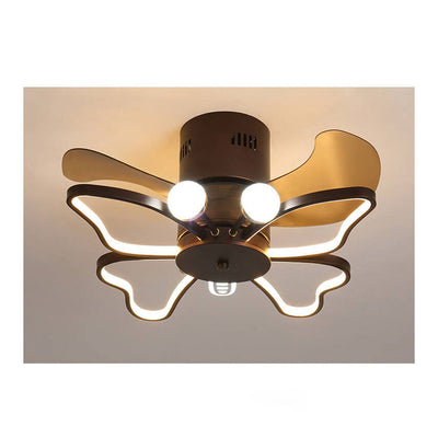 Nordic Creative Butterfly Shape LED Semi-Flush Mount Ceiling Fan Light