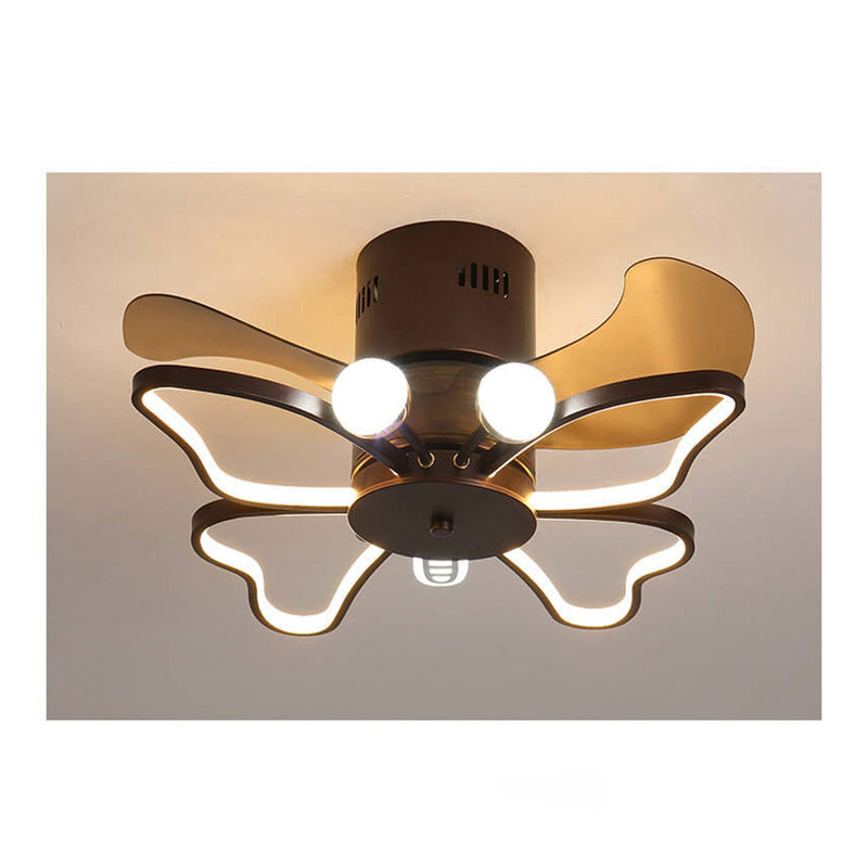 Nordic Creative Butterfly Shape LED Semi-Flush Mount Ceiling Fan Light