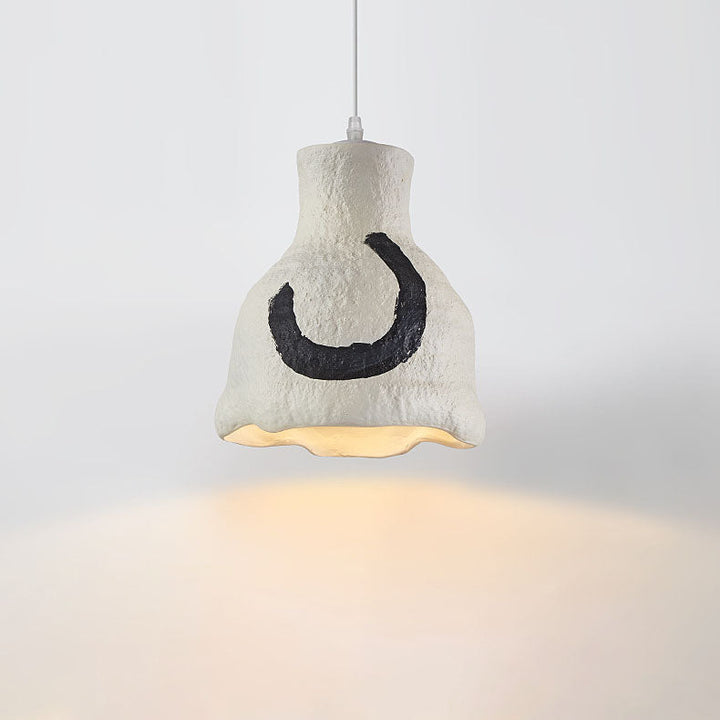 Lampe suspendue japonaise à 1 lumière Wabi-sabi blanc pur 
