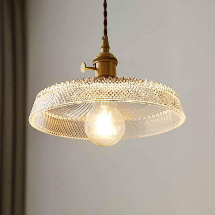 Moderne Einfachheit Runde Welle Messing Glas 1-Licht Pendelleuchte Für Wohnzimmer 