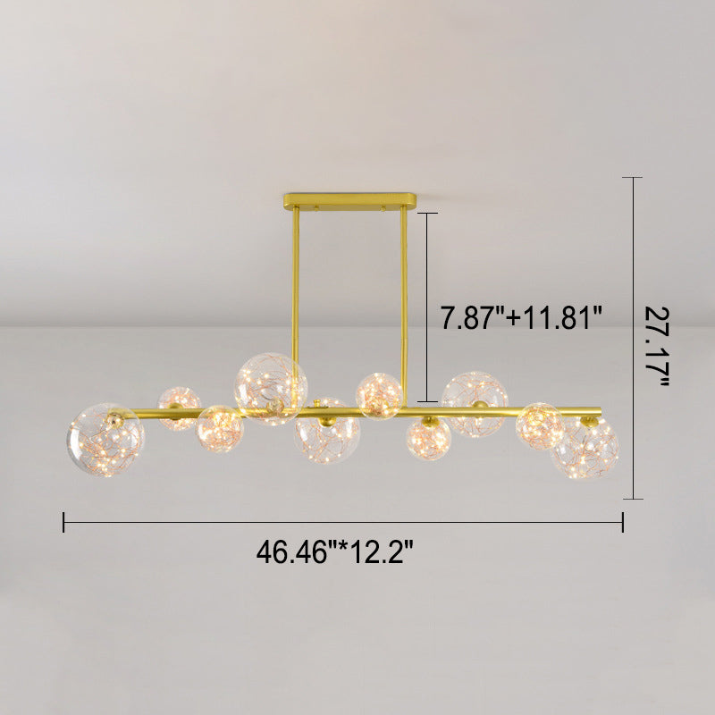 Nordic Creative Magic Bean Golden Strip Island Light 6/8/10 Light LED Chandelier