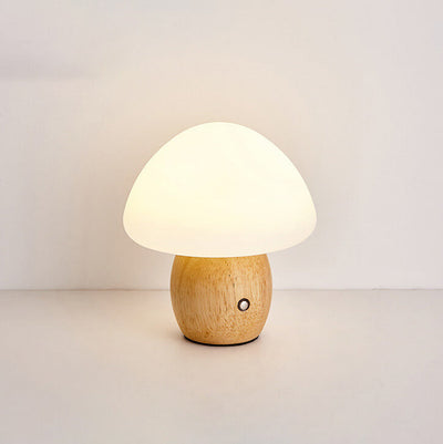 Nordic Creative Mushroom Solid Wood Acrylic LED Touch Table Lamp