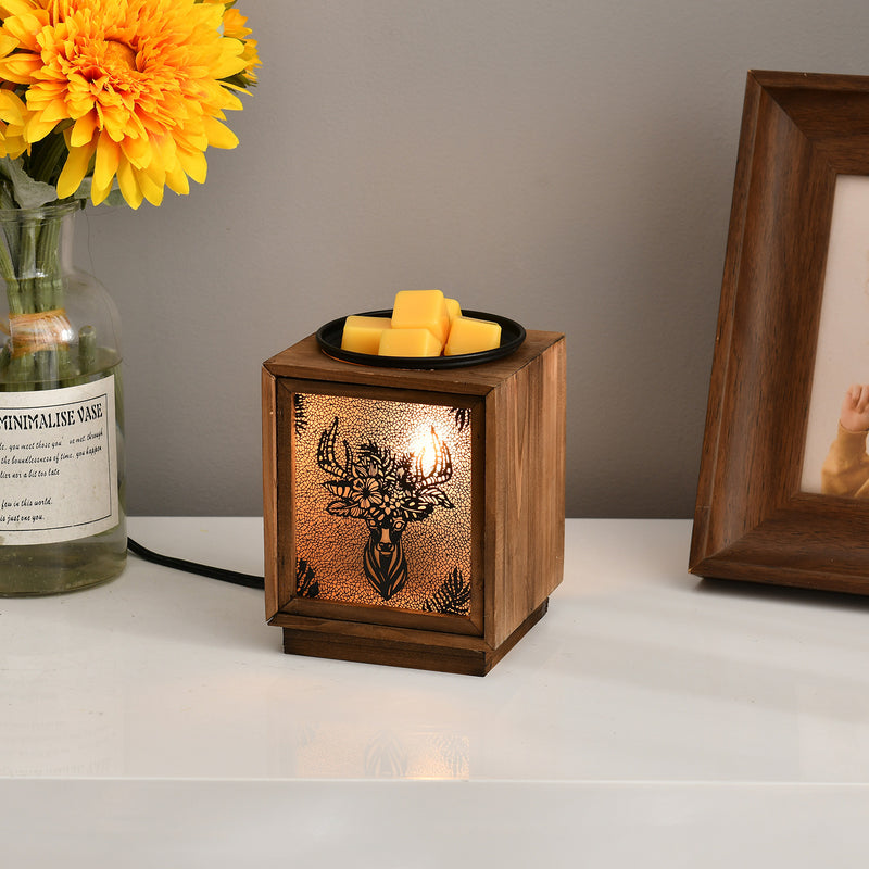 Lampe de table en cire fondue à 1 lumière carrée en bois créatif nordique 