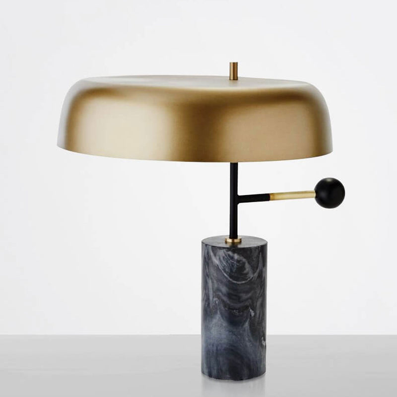 Lampe de table moderne avec base de colonne en marbre ombrée d&