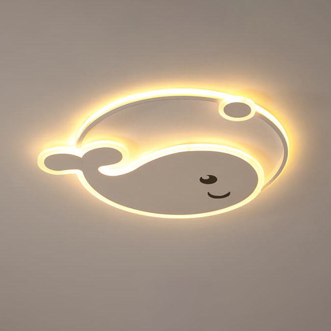 Creative Cartoon Dolphin Moon LED Kids Flush Mount Ceiling Light