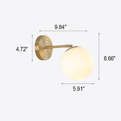 Moderne leichte Luxus-Glaskugel-Messingsockel 1-Licht-Wandleuchte