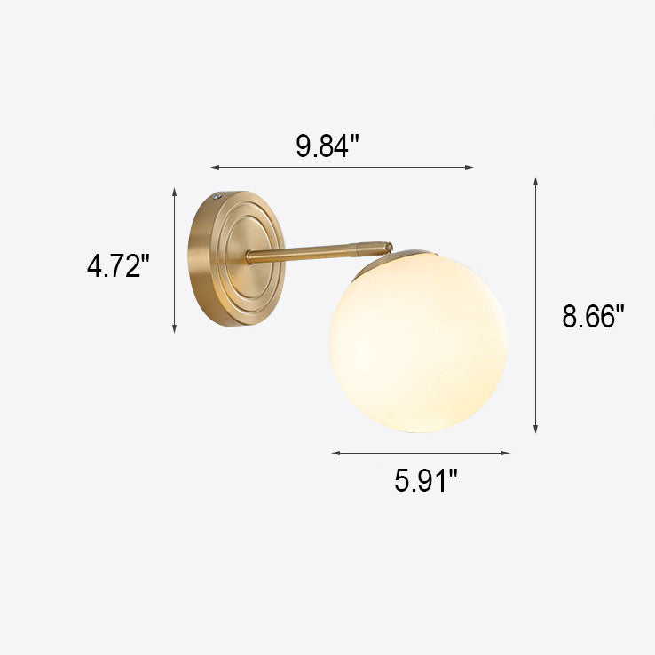 Moderne leichte Luxus-Glaskugel-Messingsockel 1-Licht-Wandleuchte