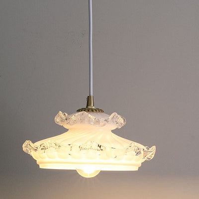 French Light Luxury Glass Petal Double Layer 1-Light Pendant Light
