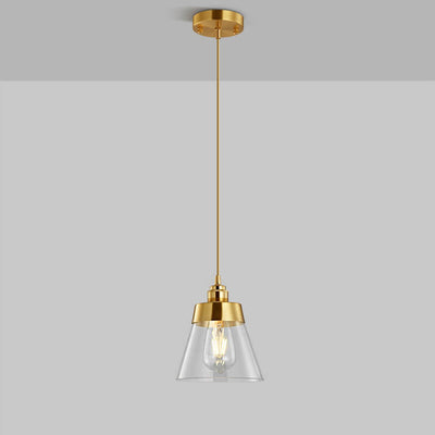 Simple Light Luxury Copper Glass Bell Shade 1-Licht-Pendelleuchte 