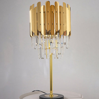 Lampe de Table à 1 Lumière en Cristal et Acier Inoxydable Doré Européen 