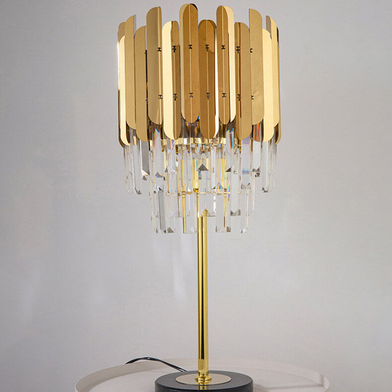 Lampe de Table à 1 Lumière en Cristal et Acier Inoxydable Doré Européen 