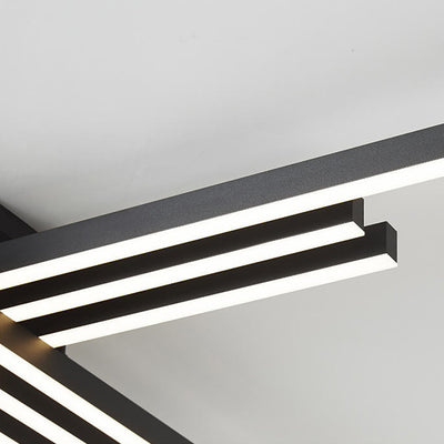 Lumière de plafond LED à montage affleurant en aluminium industriel avec ligne géométrique créative 